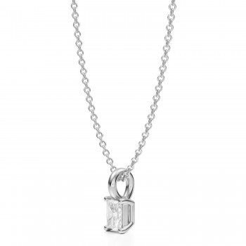 Radiant Lab Diamond 4-Prong Necklace 14K White Gold (0.25ct)