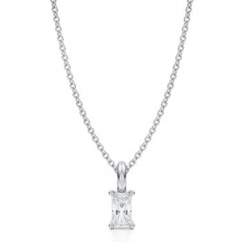 Radiant Lab Diamond 4-Prong Necklace 14K White Gold (0.33ct)