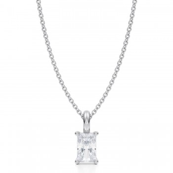 Radiant Lab Diamond 4-Prong Necklace 14K White Gold (0.50ct)