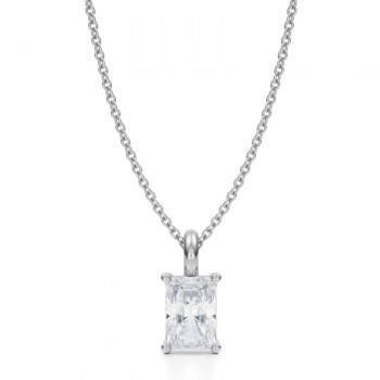 Radiant Lab Diamond 4-Prong Necklace 14K White Gold (0.75ct)
