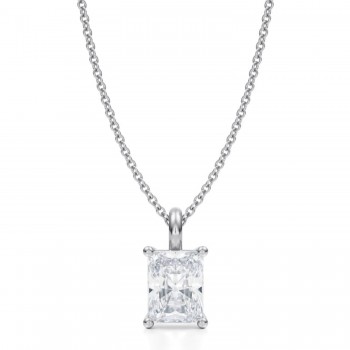 Radiant Lab Diamond 4-Prong Necklace 14K White Gold (1.50ct)