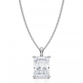 Radiant Lab Diamond 4-Prong Necklace 14K White Gold (2.50ct)