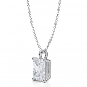 Radiant Lab Diamond 4-Prong Necklace 14K White Gold (2.50ct)
