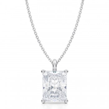 Radiant Lab Diamond 4-Prong Necklace 14K White Gold (3.50ct)