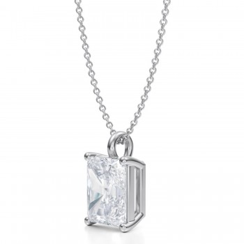 Radiant Lab Diamond 4-Prong Necklace 14K White Gold (3.50ct)