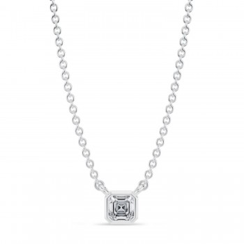 Asscher Lab Diamond Solitaire Pendant Necklace 14K White Gold (0.25ct) Asscher Lab Diamond Solitaire Pendant Necklace 14K White Gold (0.25ct)