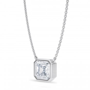 Asscher Lab Diamond Solitaire Pendant Necklace 14K White Gold (2.00ct)