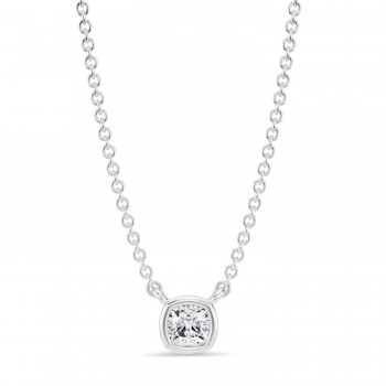Cushion Lab Diamond Solitaire Pendant Necklace 14K White Gold (0.25ct) Cushion Lab Diamond Solitaire Pendant Necklace 14K White Gold (0.25ct)