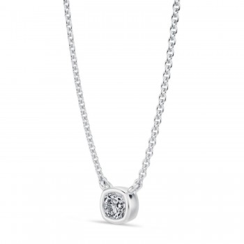 Cushion Lab Diamond Solitaire Pendant Necklace 14K White Gold (0.25ct)