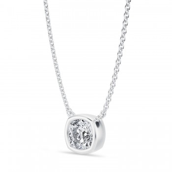 Cushion Lab Diamond Solitaire Pendant Necklace 14K White Gold (0.75ct)
