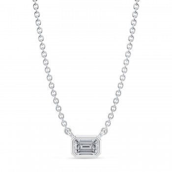 Emerald Lab Diamond Solitaire Pendant Necklace 14K White Gold (0.25ct) Emerald Lab Diamond Solitaire Pendant Necklace 14K White Gold (0.25ct)
