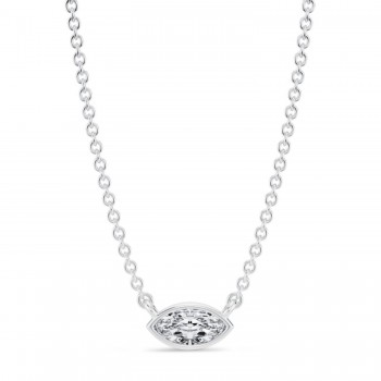 Marquise Lab Diamond Solitaire Pendant Necklace 14K White Gold (0.25ct) Marquise Lab Diamond Solitaire Pendant Necklace 14K White Gold (0.25ct)