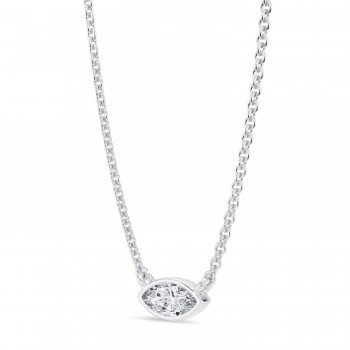Marquise Lab Diamond Solitaire Pendant Necklace 14K White Gold (0.25ct)