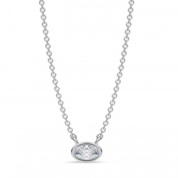 Oval Lab Diamond Solitaire Pendant Necklace 14K White Gold (0.25ct) Oval Lab Diamond Solitaire Pendant Necklace 14K White Gold (0.25ct)