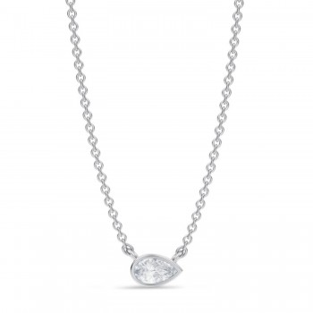 Pear Lab Diamond Solitaire Pendant Necklace 14K White Gold (0.25ct) Pear Lab Diamond Solitaire Pendant Necklace 14K White Gold (0.25ct)