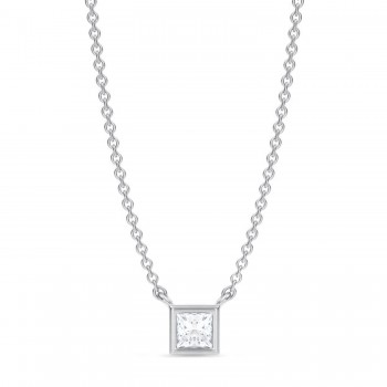 Princess Lab Diamond Solitaire Pendant Necklace 14K White Gold (0.25ct) Princess Lab Diamond Solitaire Pendant Necklace 14K White Gold (0.25ct)