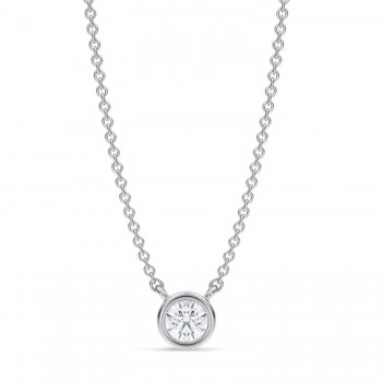 Round Lab Diamond Solitaire Pendant Necklace 14K White Gold (0.25ct) Round Lab Diamond Solitaire Pendant Necklace 14K White Gold (0.25ct)