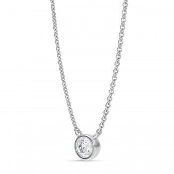 Round Lab Diamond Solitaire Pendant Necklace 14K White Gold (0.25ct)