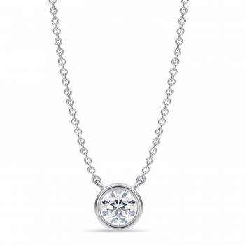 Round Lab Diamond Solitaire Pendant Necklace 14K White Gold (0.50ct)