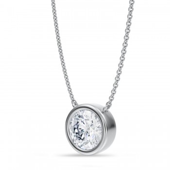 Round Lab Diamond Solitaire Pendant Necklace 14K White Gold (2.00ct)