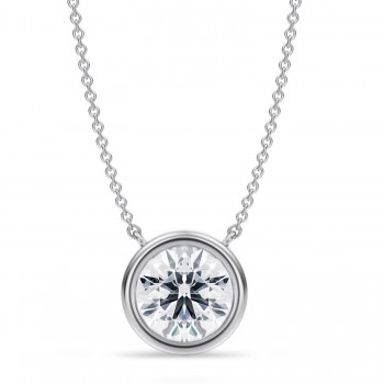 Round Lab Diamond Solitaire Pendant Necklace 14K White Gold (2.50ct)