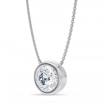 Round Lab Diamond Solitaire Pendant Necklace 14K White Gold (2.50ct)