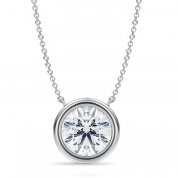Round Lab Diamond Solitaire Pendant Necklace 14K White Gold (3.50ct)