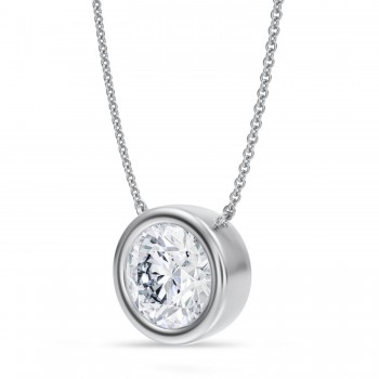 Round Lab Diamond Solitaire Pendant Necklace 14K White Gold (3.50ct)