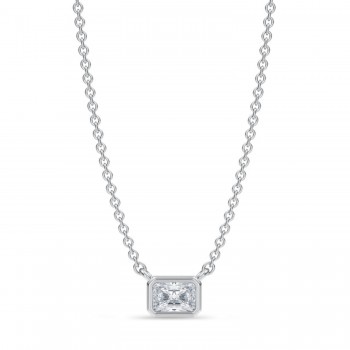 Radiant Lab Diamond Solitaire Pendant Necklace 14K White Gold (0.25ct) Radiant Lab Diamond Solitaire Pendant Necklace 14K White Gold (0.25ct)
