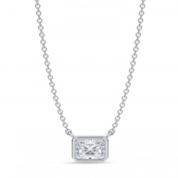 Radiant Lab Diamond Solitaire Pendant Necklace 14K White Gold (0.50ct)