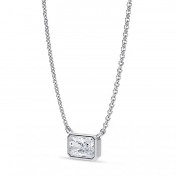 Radiant Lab Diamond Solitaire Pendant Necklace 14K White Gold (0.50ct)