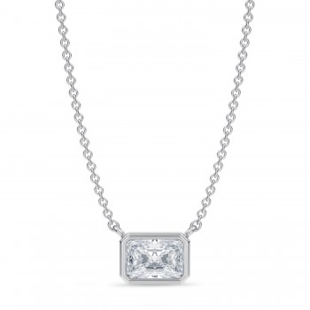 Radiant Lab Diamond Solitaire Pendant Necklace 14K White Gold (0.75ct)