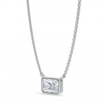 Radiant Lab Diamond Solitaire Pendant Necklace 14K White Gold (0.75ct)