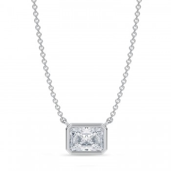 Radiant Lab Diamond Solitaire Pendant Necklace 14K White Gold (1.00ct)
