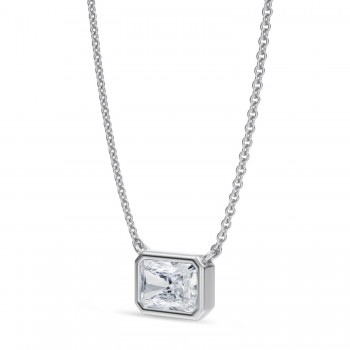 Radiant Lab Diamond Solitaire Pendant Necklace 14K White Gold (1.00ct)
