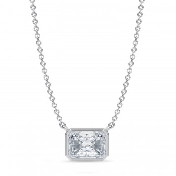 Radiant Lab Diamond Solitaire Pendant Necklace 14K White Gold (1.50ct)