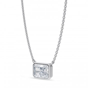 Radiant Lab Diamond Solitaire Pendant Necklace 14K White Gold (1.50ct)