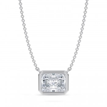 Radiant Lab Diamond Solitaire Pendant Necklace 14K White Gold (2.00ct)