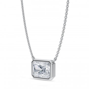 Radiant Lab Diamond Solitaire Pendant Necklace 14K White Gold (2.00ct)