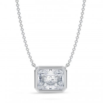 Radiant Lab Diamond Solitaire Pendant Necklace 14K White Gold (2.50ct)