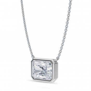 Radiant Lab Diamond Solitaire Pendant Necklace 14K White Gold (2.50ct)