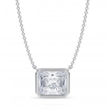 Radiant Lab Diamond Solitaire Pendant Necklace 14K White Gold (3.00ct)