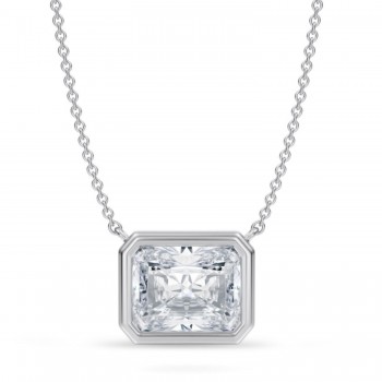 Radiant Lab Diamond Solitaire Pendant Necklace 14K White Gold (3.50ct)