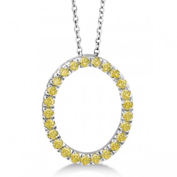 Yellow Canary Diamond Oval Pendant Necklace 14k White Gold (0.25ct)