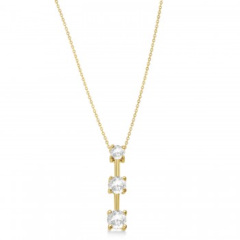 Three-Stone Graduated Diamond Pendant Necklace 14k Yellow Gold (0.50ct)