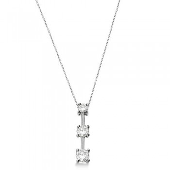 Three-Stone Graduated Diamond Pendant Necklace 14k White Gold (0.25ct)