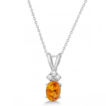 Oval Citrine Pendant with Diamonds 14K White Gold (0.86ctw)