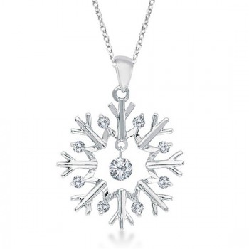Snowflake Shaped Diamond Pendant Necklace 14k White Gold (0.20ct) Snowflake Shaped Diamond Pendant Necklace 14k White Gold (0.20ct)