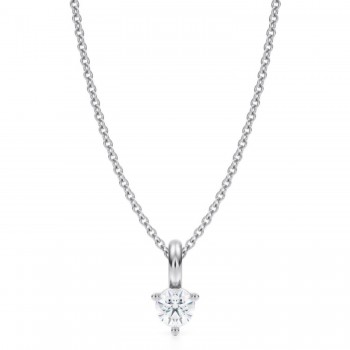 Lab Diamond 3-Prong Pendant Necklace 14K White Gold (0.25ct) Lab Diamond 3-Prong Pendant Necklace 14K White Gold (0.25ct)