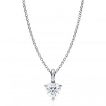 Lab Diamond 3-Prong Pendant Necklace 14K White Gold (0.50ct)